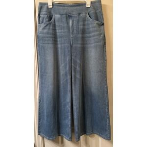 Halara Flex High Waisted Wide Leg Stretchy Knit Casual Jeans XL Petite Blue Gray